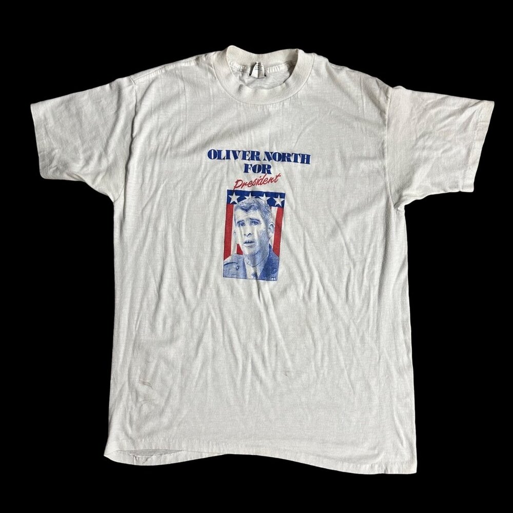 Vintage White House Oliver North For President T Shirt XL 80s USA Single Stitch - Picture 2 of 12
